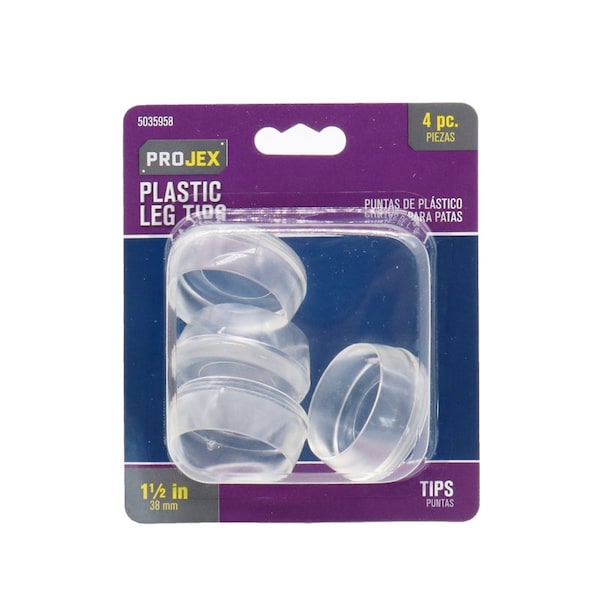 Projex Projex Thermoplastic Ethylene Leg Tip Clear Round 1-1/2 in. W 4 pk P0079 - main